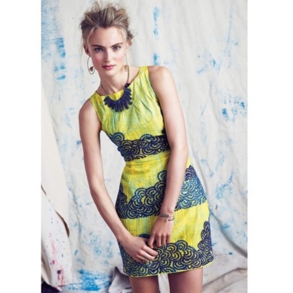 Tabitha Azure Scroll Dress from Anthropologie